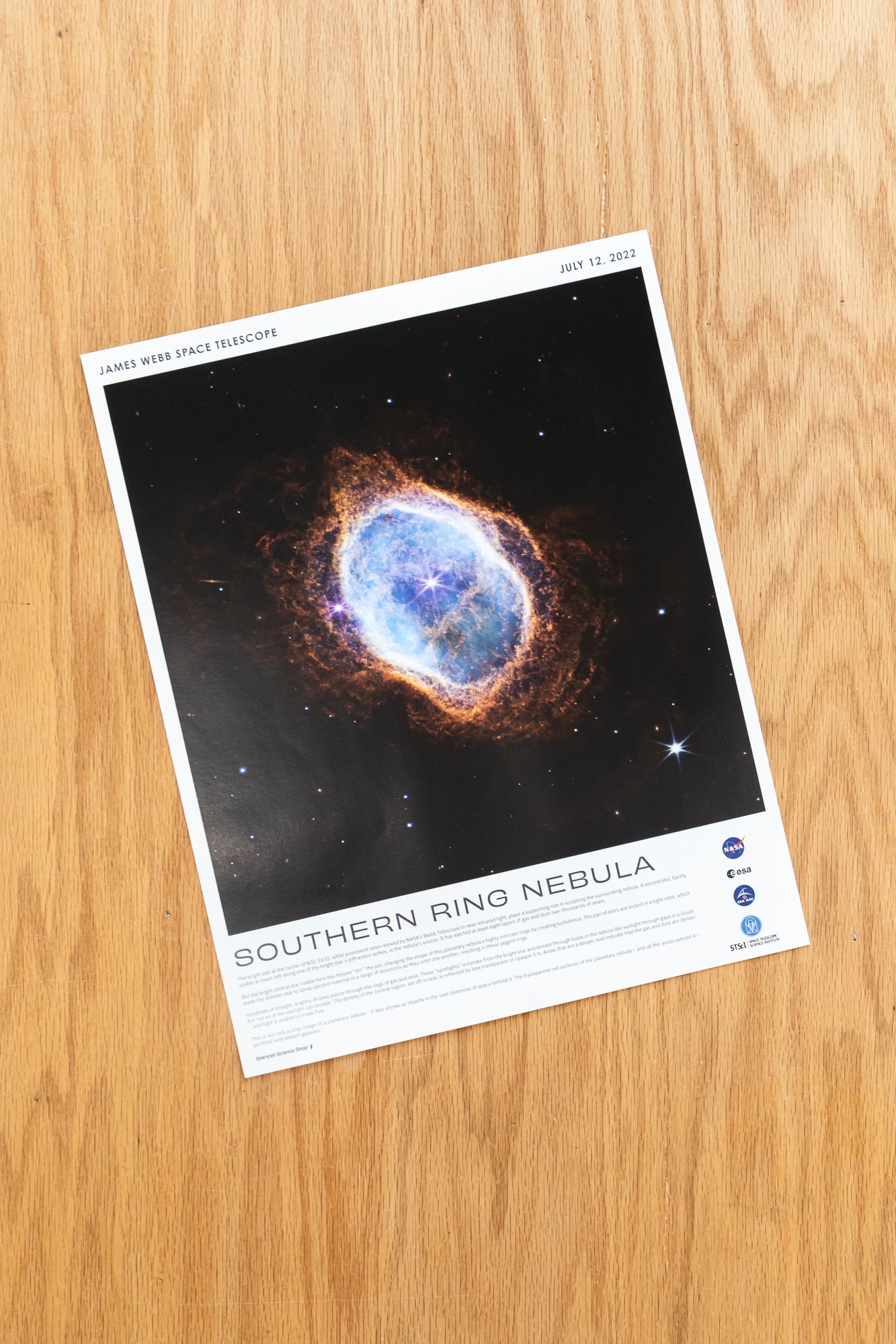 JWST Historic Poster #2 - Southern Ring Nebula Charts Stemcell Science Shop