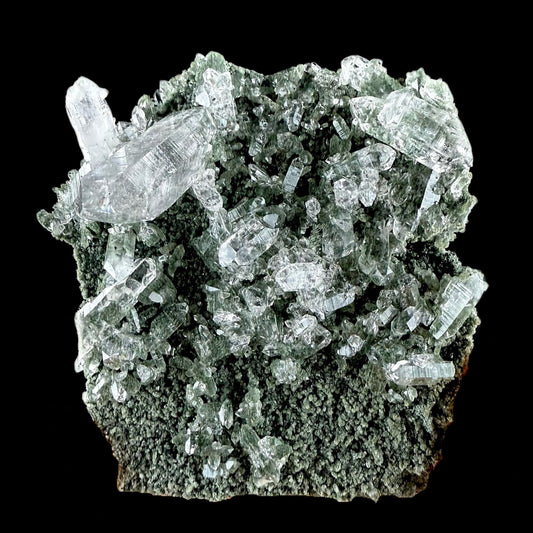 Lemurian Quartz on Sparkly Chlorite Natural Mineral Specimen