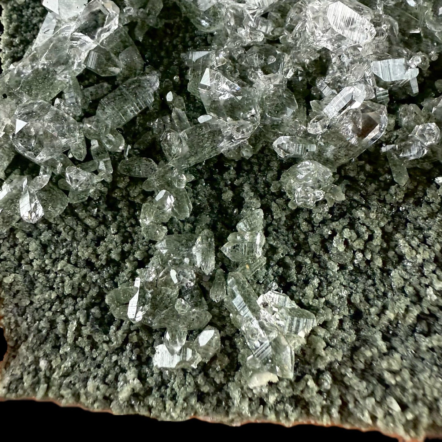 Lemurian Quartz on Sparkly Chlorite Natural Mineral Specimen