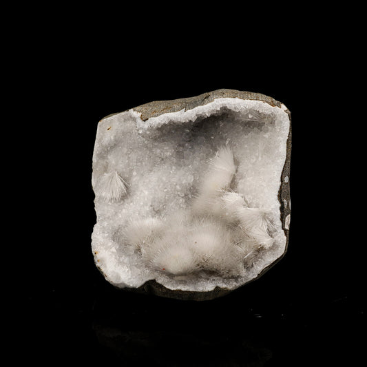 Mesolite Inside MM Quartz Geode Natural Mineral Specimen # B 5941
