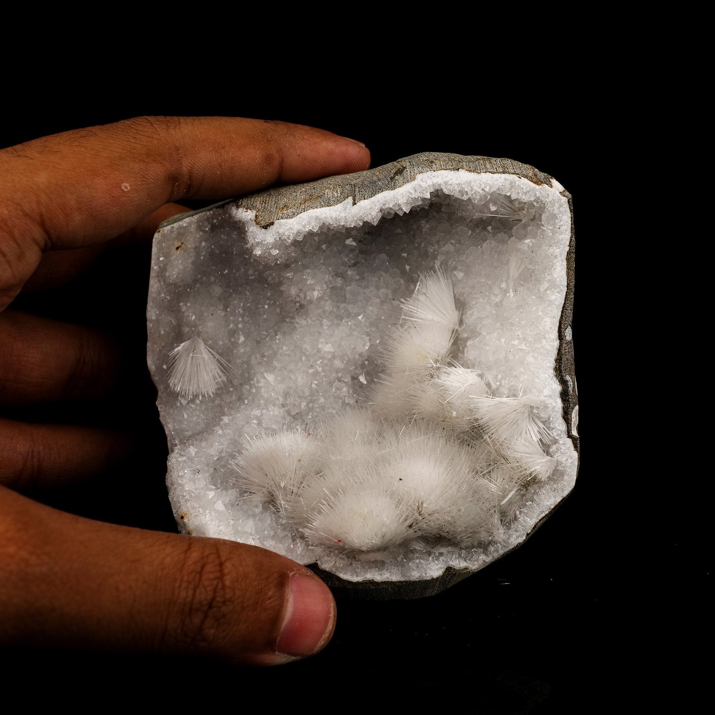 Mesolite Inside MM Quartz Geode Natural Mineral Specimen # B 5941