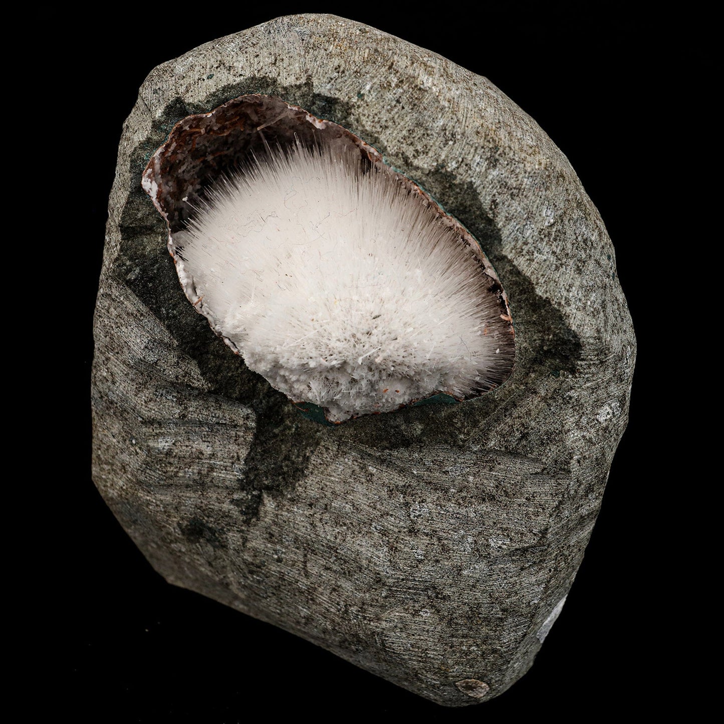 Mesolite Inside MM Quartz Geode Natural Mineral Specimen # B 6591
