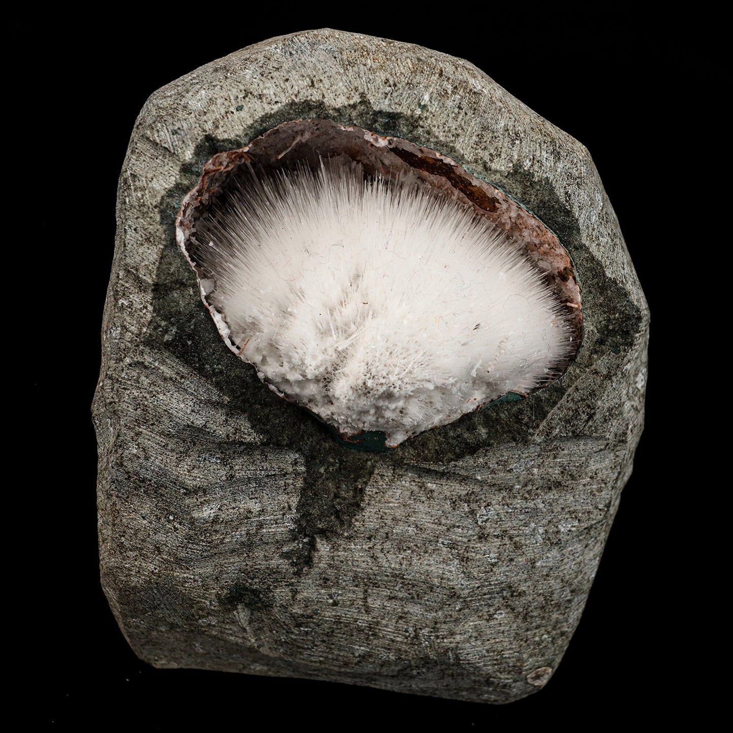 Mesolite Inside MM Quartz Geode Natural Mineral Specimen # B 6591