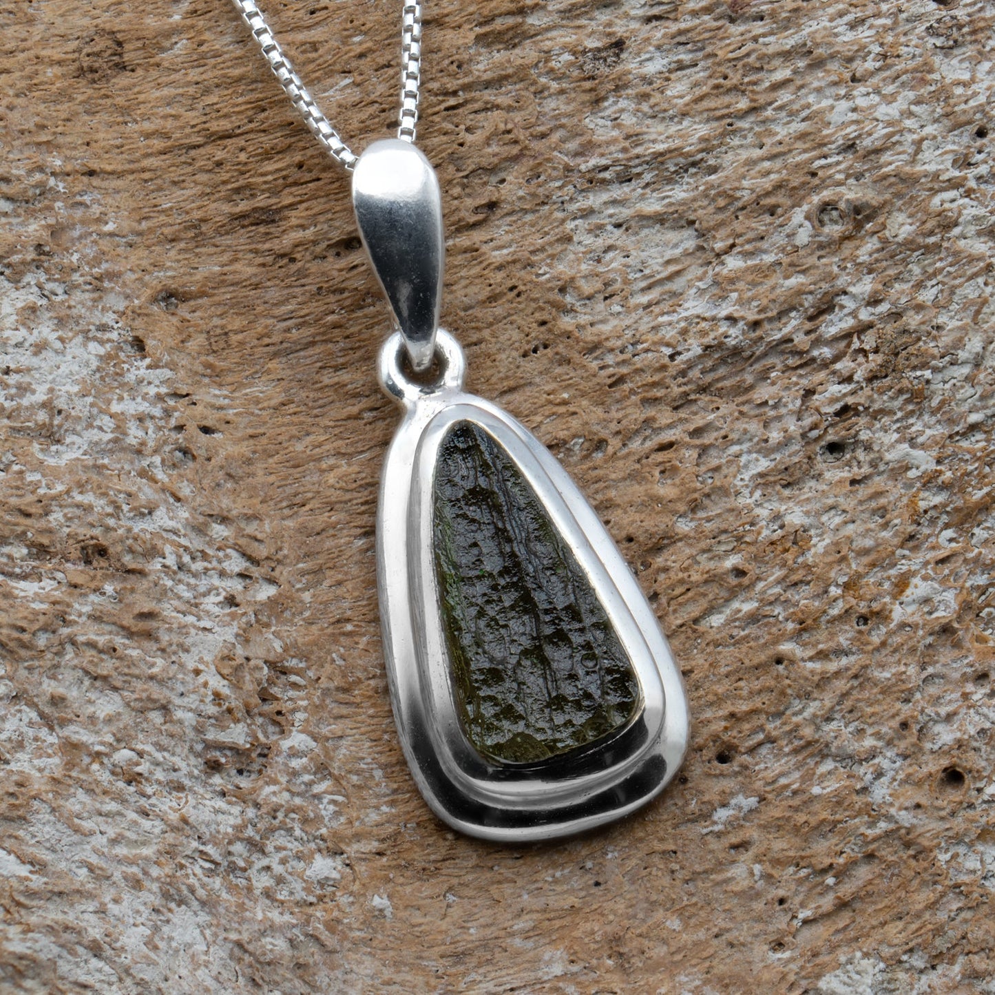 Moldavite Asteroid Impact Glass Jewelry (Bezel Style)
