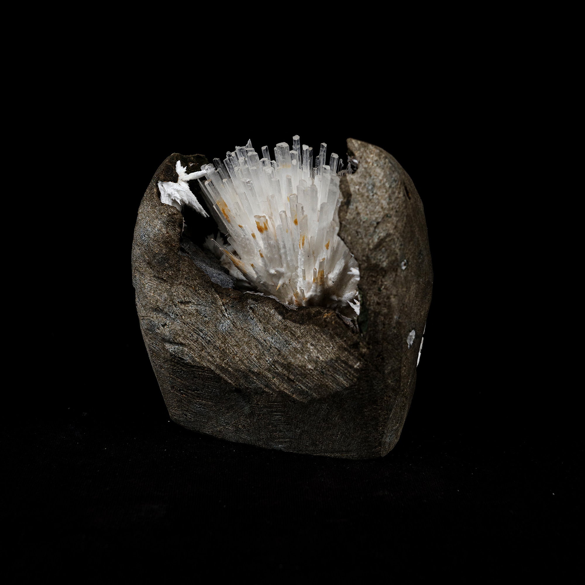 Natrolite Sprays Inside Chalcedony Geode Natural Mineral Specimen  # B 5160