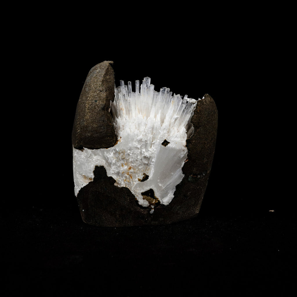 Natrolite Sprays Inside Chalcedony Geode Natural Mineral Specimen  # B 5160
