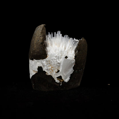 Natrolite Sprays Inside Chalcedony Geode Natural Mineral Specimen  # B 5160