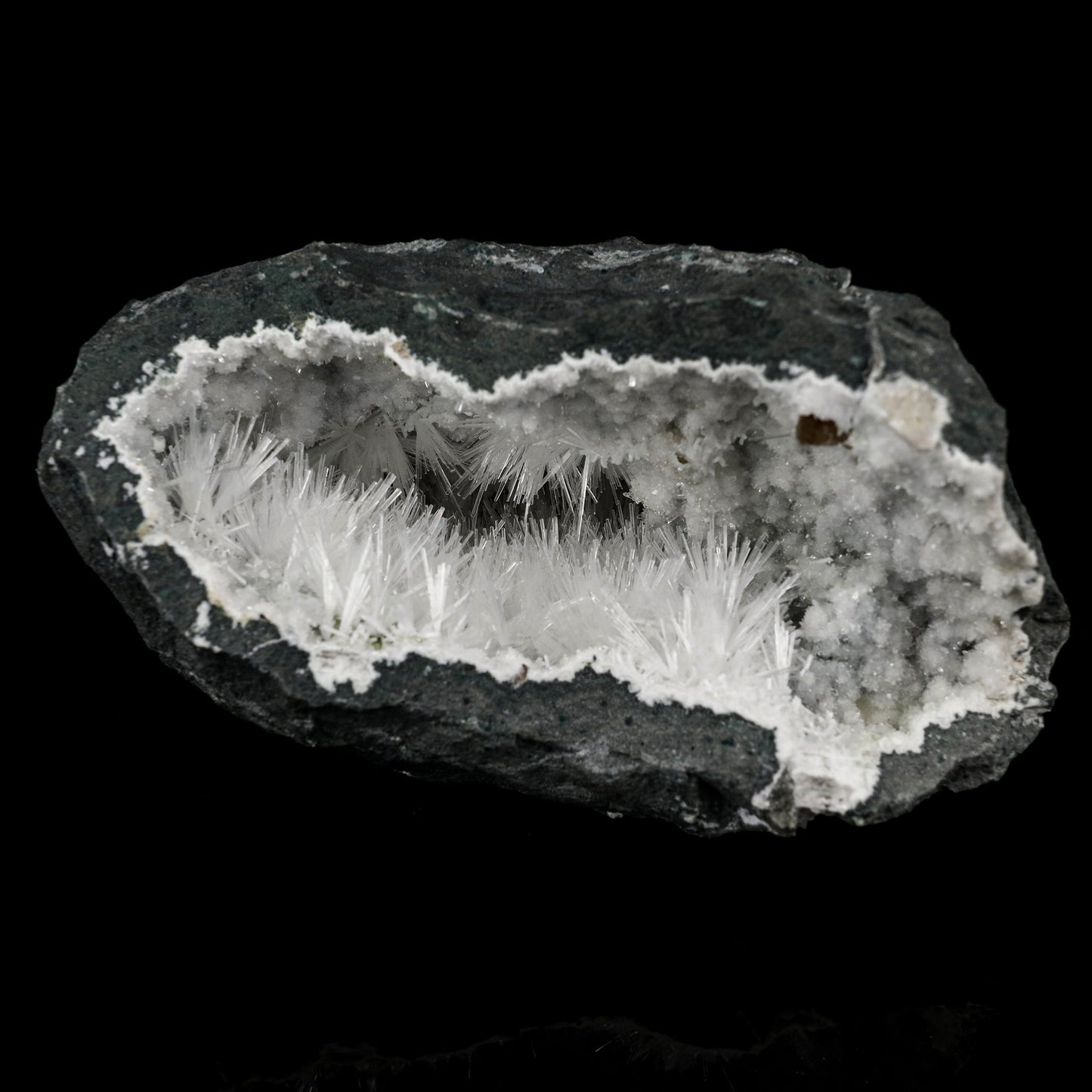 Natrolite Sprays Inside Chalcedony Geode Natural Mineral Specimen # B 5679