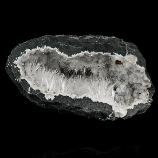 Natrolite Sprays Inside Chalcedony Geode Natural Mineral Specimen # B 5679