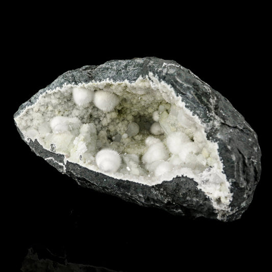 Okenite Big Puffballs Inside Chalcedony Geode Natural Mineral Specimen # B 5701