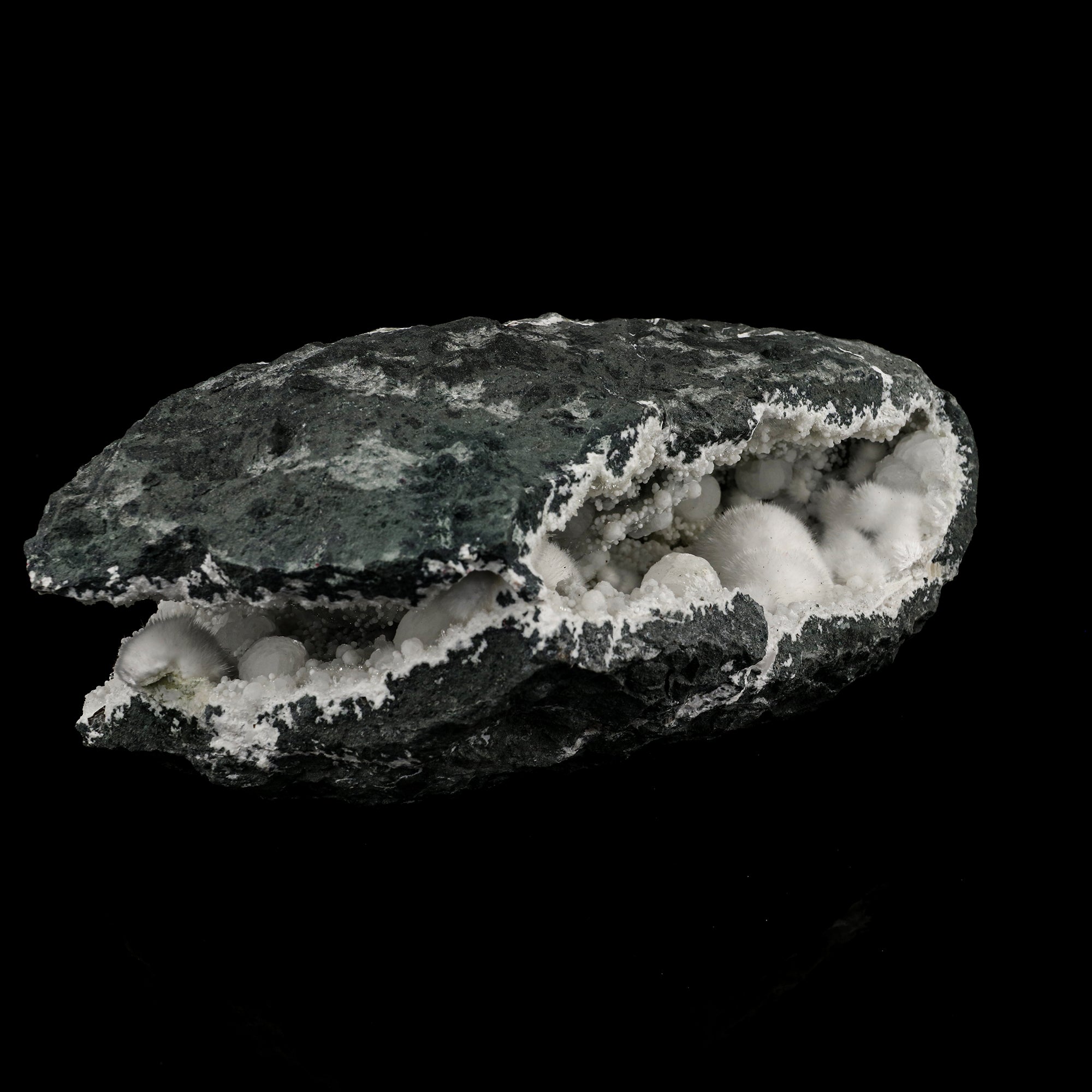 Okenite Big Puffballs Inside Chalcedony Geode Natural Mineral Specimen # B 5713