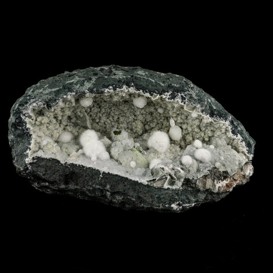Okenite Big Puffballs Inside Chalcedony Geode Natural Mineral Specimen # B 6122