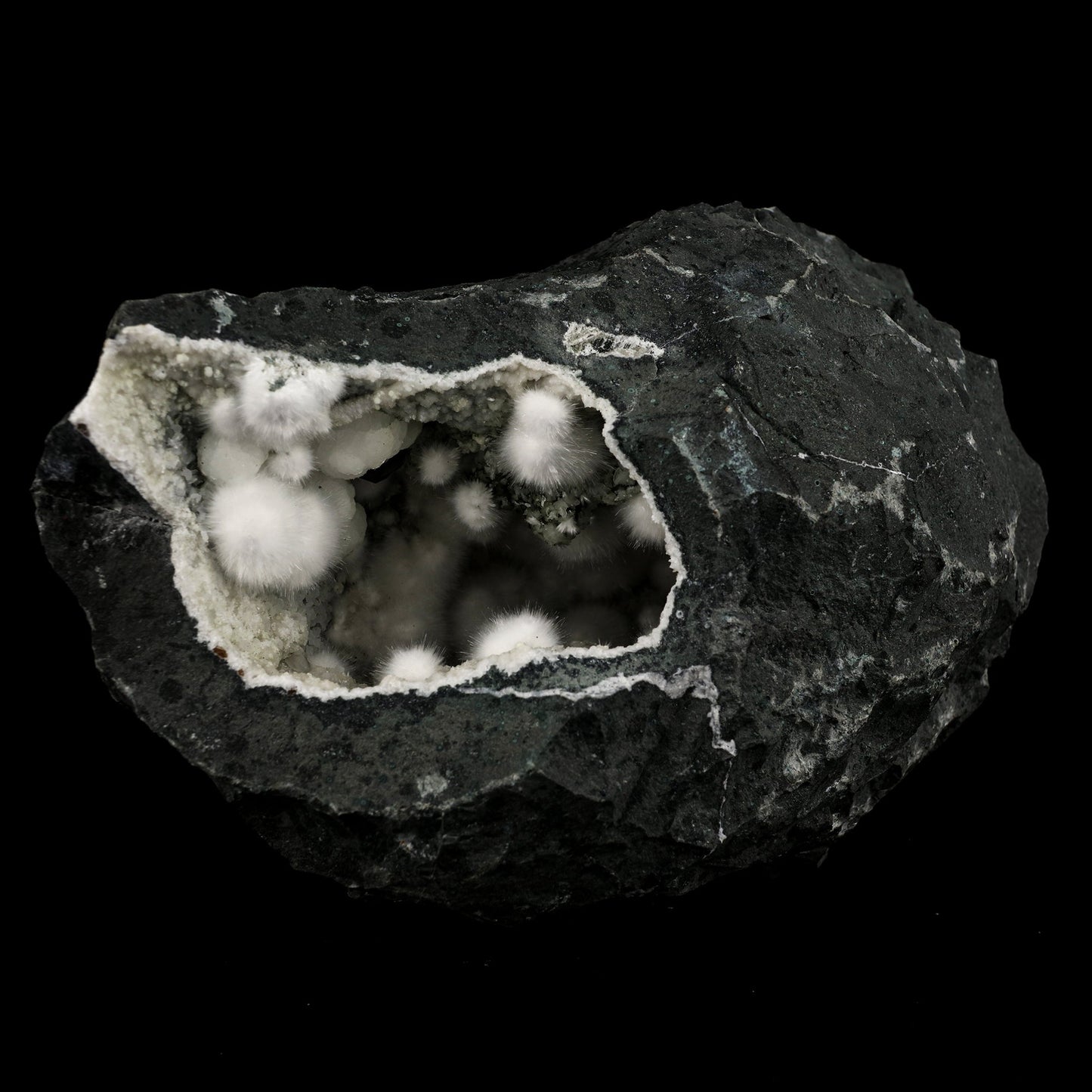 Okenite Big Puffballs Inside Chalcedony Geode Natural Mineral Specimen # B 6199