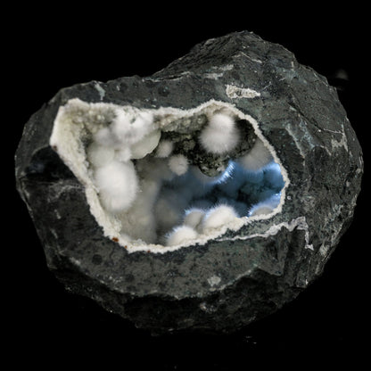 Okenite Big Puffballs Inside Chalcedony Geode Natural Mineral Specimen # B 6199