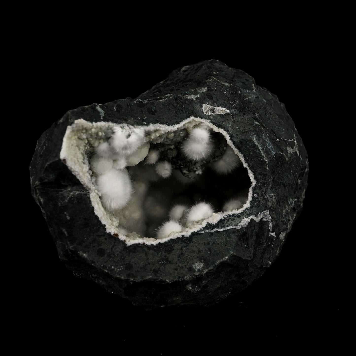 Okenite Big Puffballs Inside Chalcedony Geode Natural Mineral Specimen # B 6199