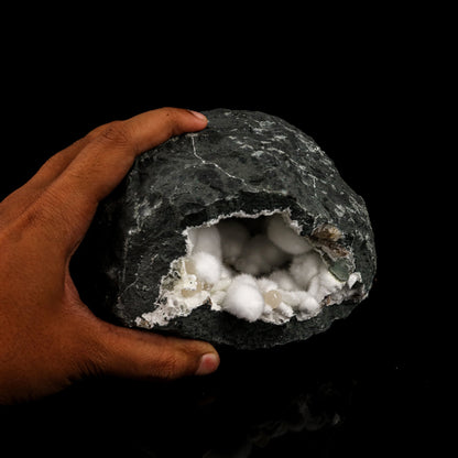 Okenite Big Puffballs Inside Geode Natural Mineral Specimen # B 6177