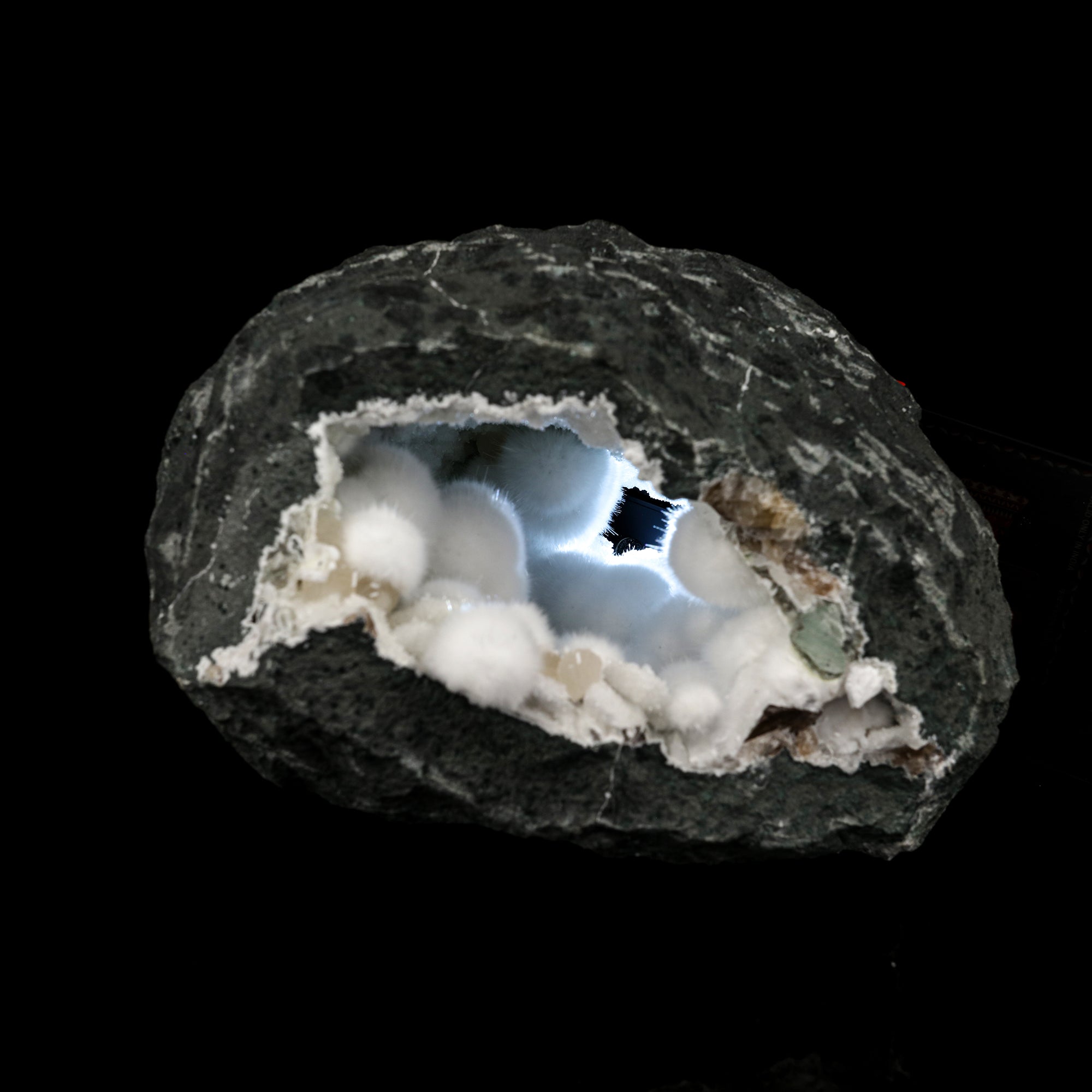 Okenite Big Puffballs Inside Geode Natural Mineral Specimen # B 6177