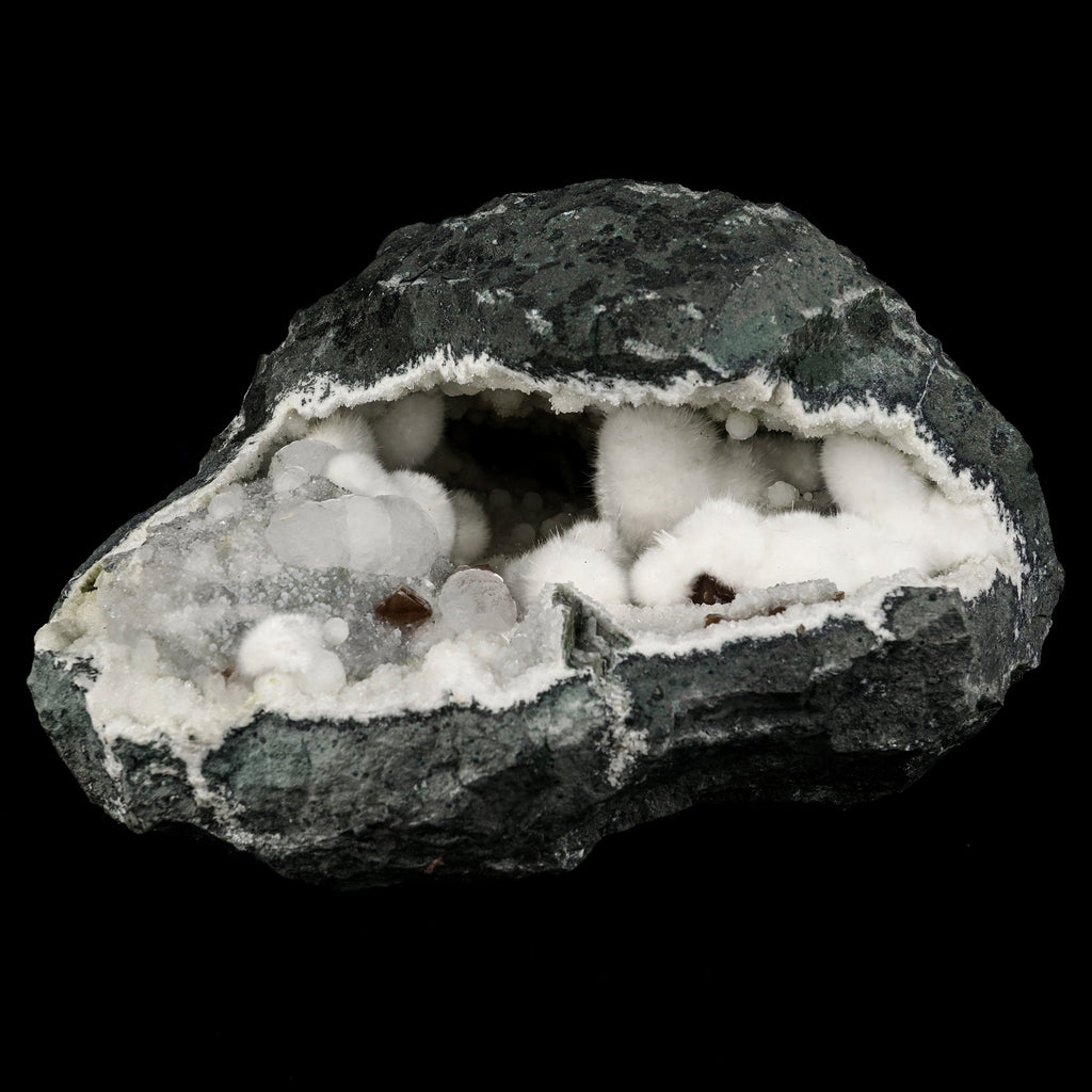 Okenite Big Puffballs with calcite Geode Natural Mineral Specimen # B 6195
