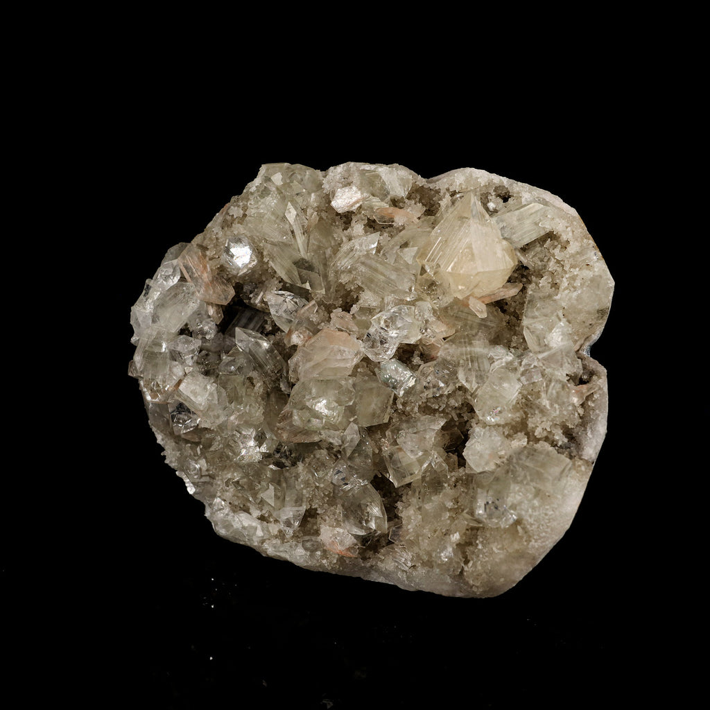 Powellite Fluorescent on Apophyllite Free Standing Natural Mineral Specimen # B 6328