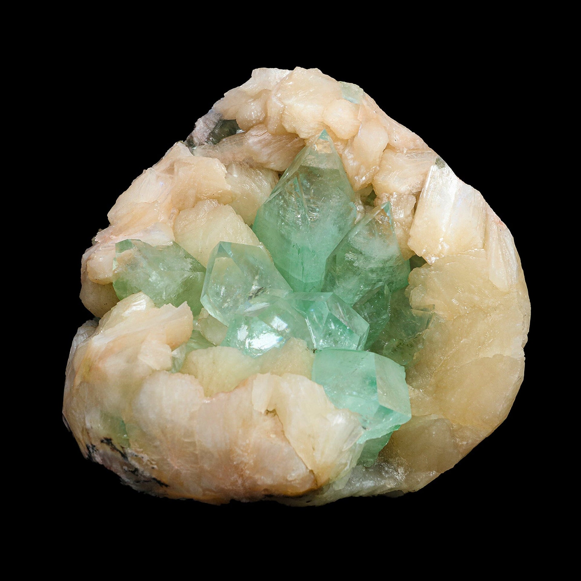Rare Green Apophyllite with Stilbite Natural Mineral Specimen #TC24-21