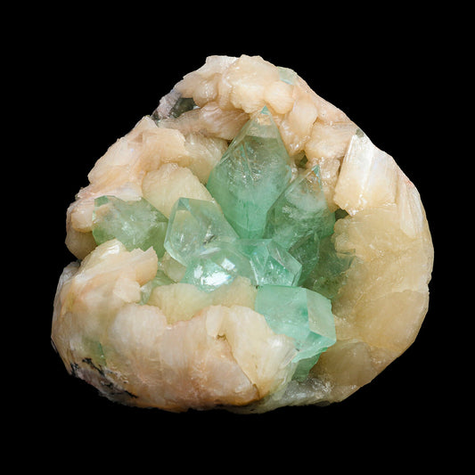 Rare Green Apophyllite with Stilbite Natural Mineral Specimen #TC24-21