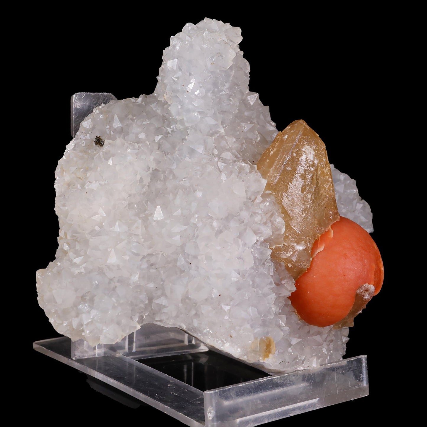 Rare Red Botryoidal Fluorite with Dog Tooth UV Calcite, Natural Mineral Specimen # B 6844