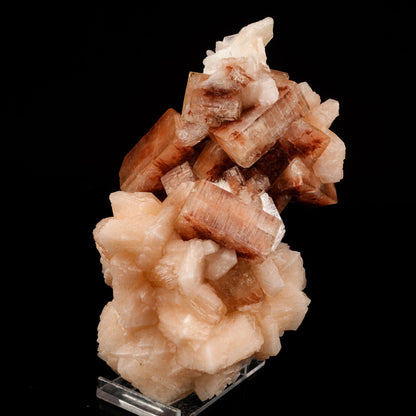 Red Apophyllite Cube With Stilbite Natural Mineral Specimen # B 6569