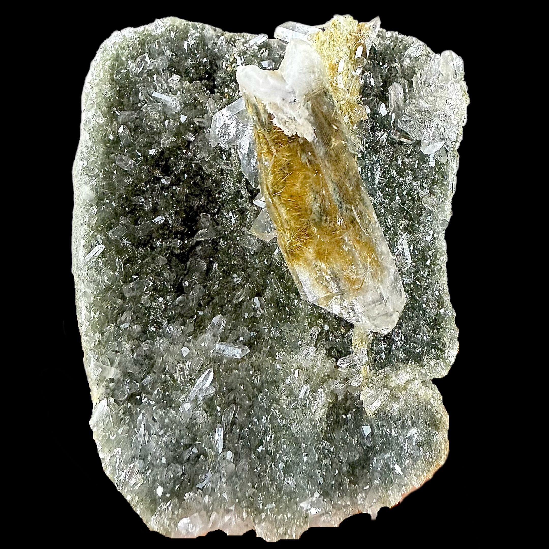 Rutile in Clear Quartz on Chlorite | SELF STANDING | High Quality Mineral | Indian Mineral | Superb Minerals | Collectors Piece