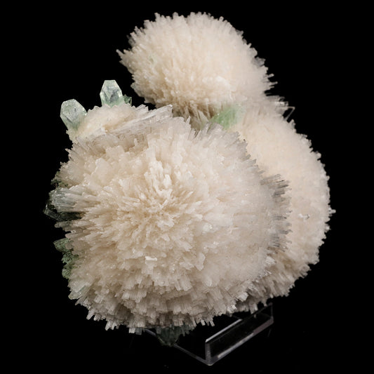Scolecite Huge Spray on Green Apophyllite Cube Natural Mineral Specimen #5667
