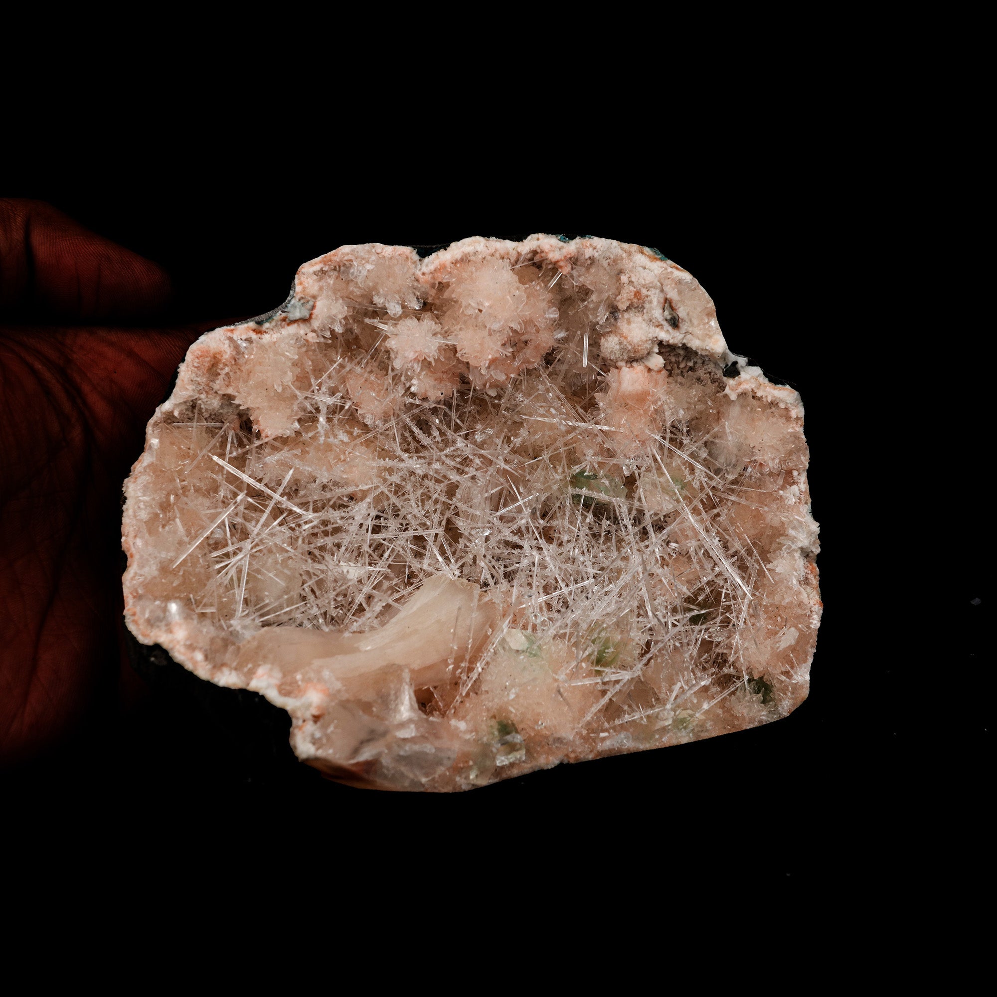 Scolecite Mesh Formation On Stilbite, Heulandite Natural Mineral Specimen  # B 5258