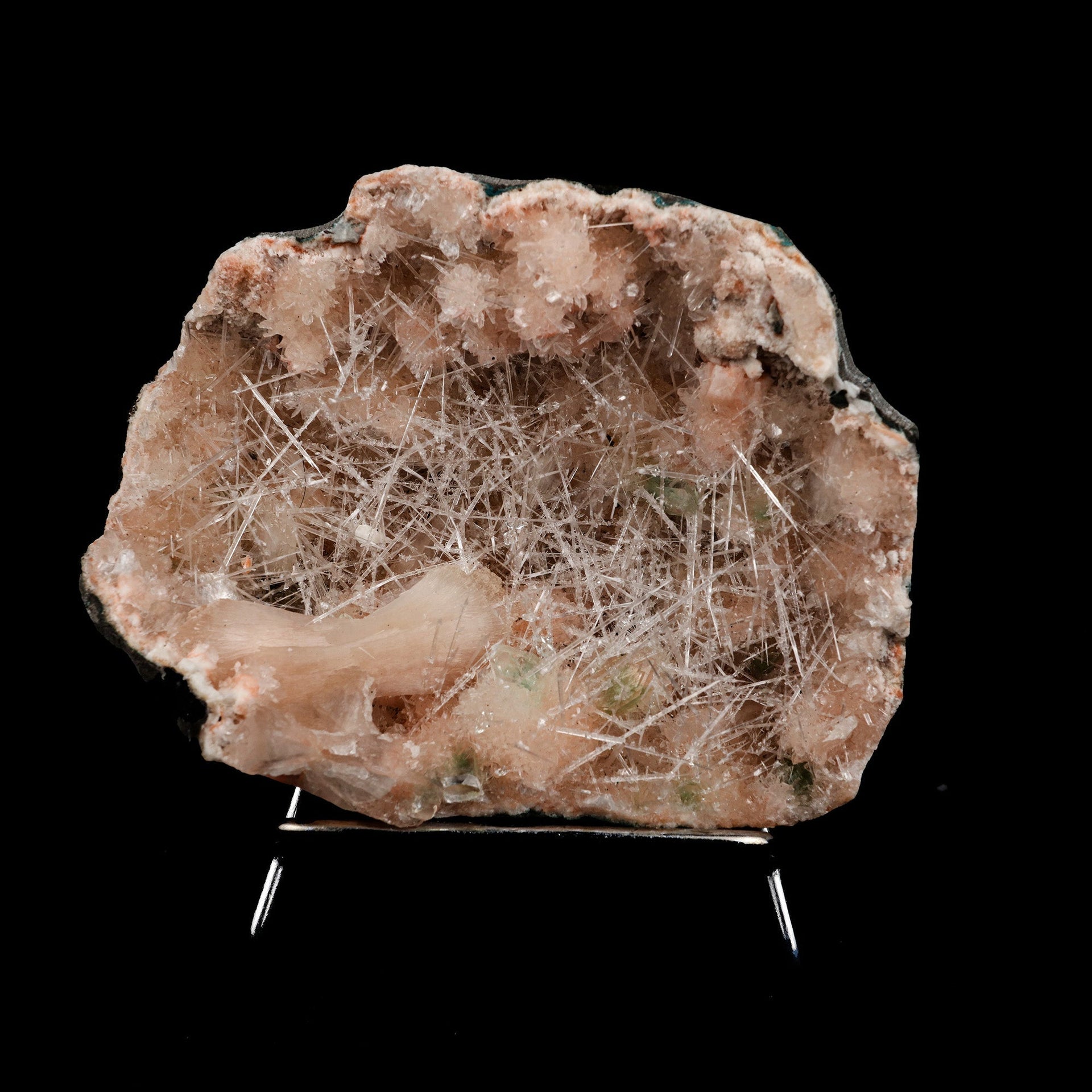 Scolecite Mesh Formation On Stilbite, Heulandite Natural Mineral Specimen  # B 5258