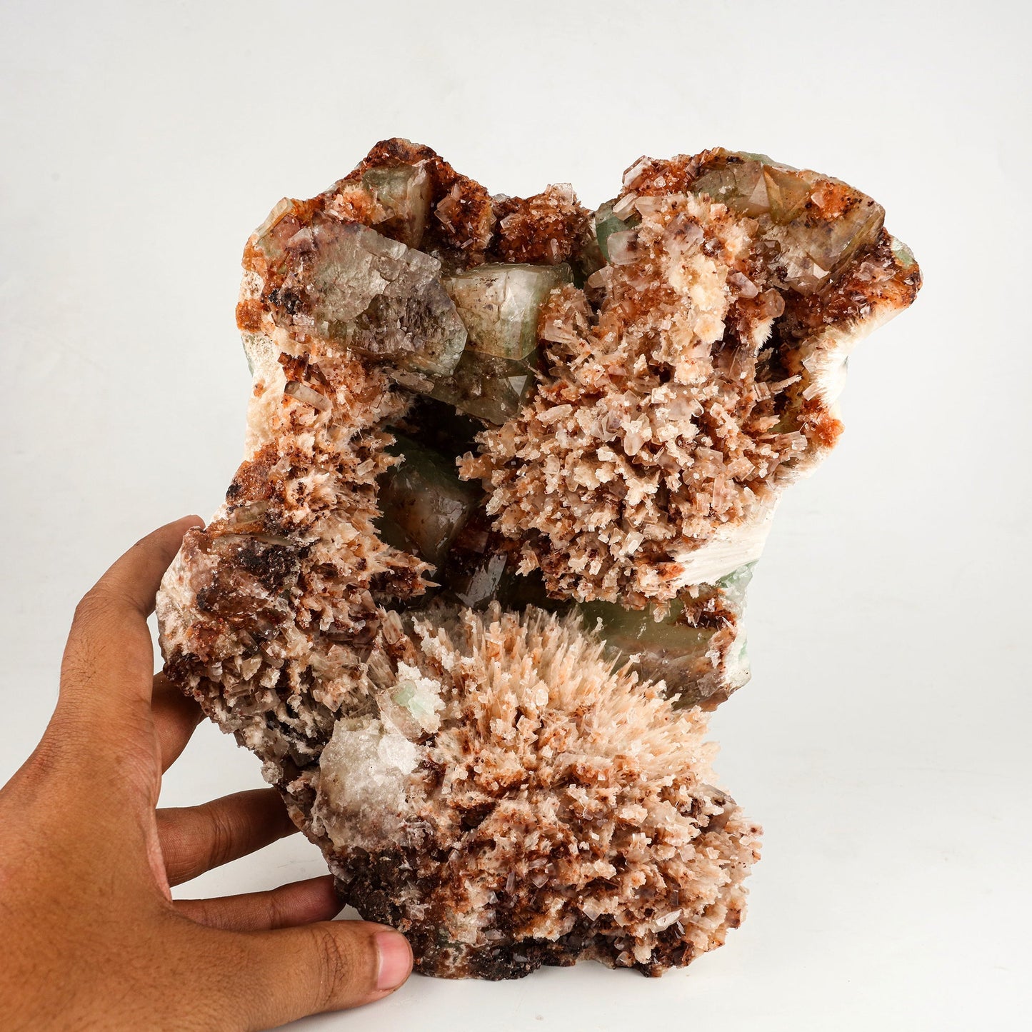 Scolecite Spray Brown color with Apophyllite cubes Natural Mineral Specimen # B 6265