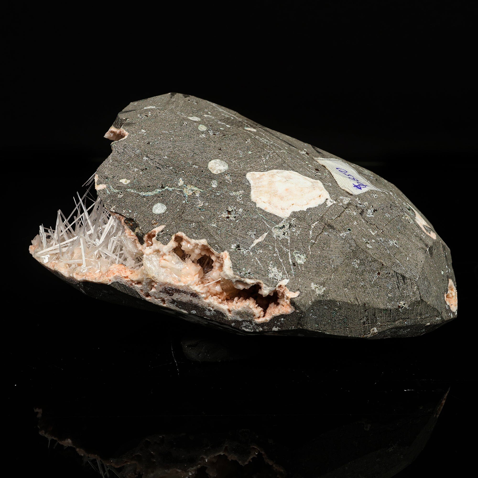 Scolecite Spray in Heulandite Geode Natural Mineral Specimen # B 6764