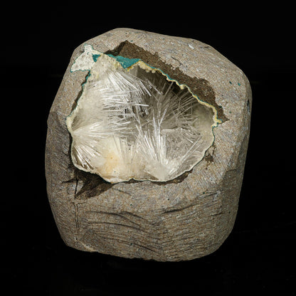 Scolecite Spray Inside Chalcedony Geode free standing Natural Mineral Specimen # B 6775