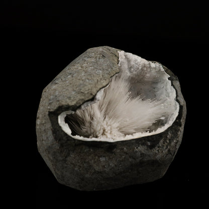 Scolecite Spray Inside Chalcedony Geode Natural Mineral Specimen # B 5636