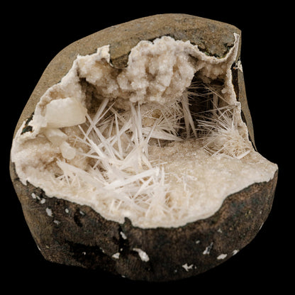 Scolecite Spray Inside Chalcedony Geode Natural Mineral Specimen # B 6142