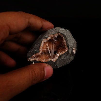 Scolecite Spray inside Heulandite geode Natural Mineral Specimen # B 5499