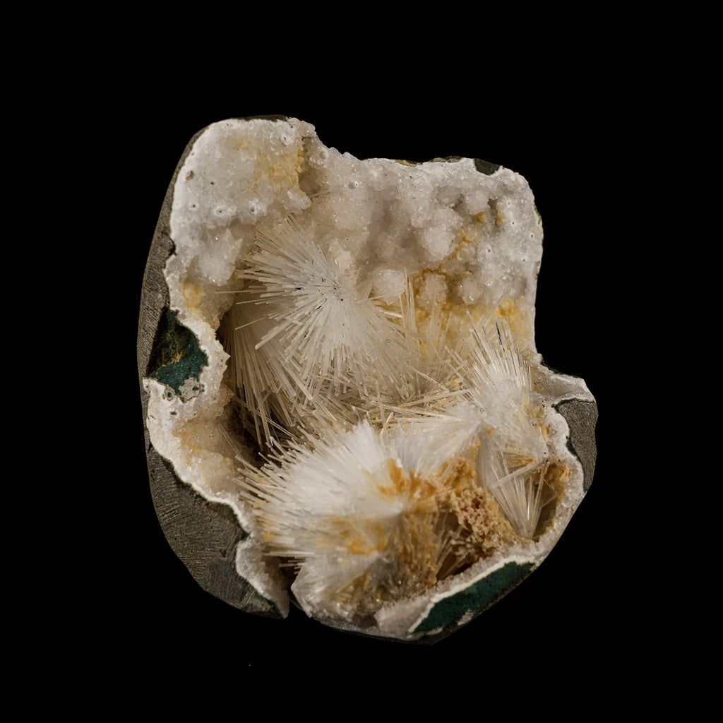 Scolecite Spray Inside MM Quartz Geode Natural Mineral Specimen # B 6075