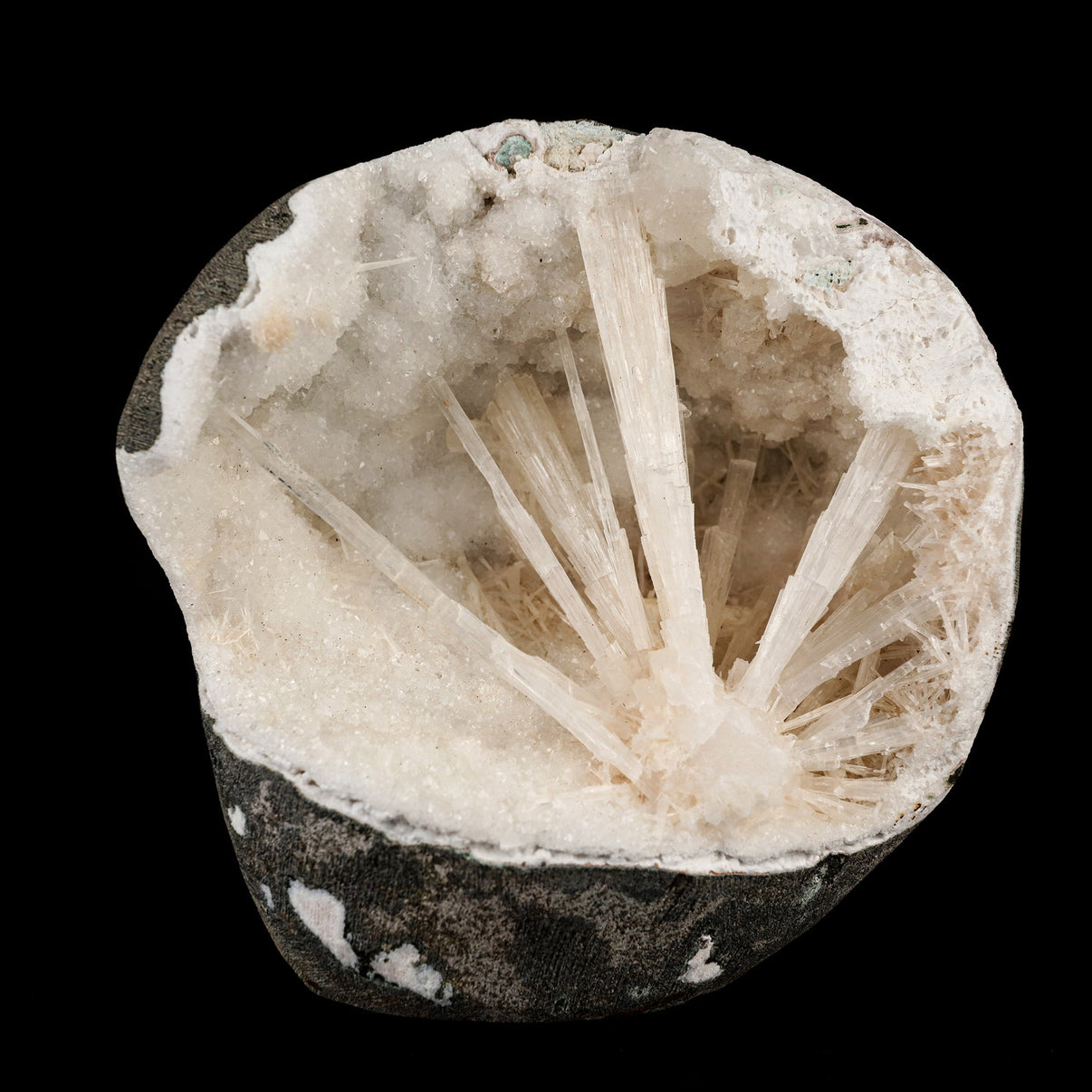 Scolecite Spray Inside MM Quartz Geode Natural Mineral Specimen # B 63 ...