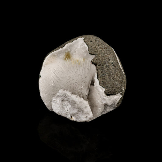 Scolecite Spray Inside MM Quartz Geode Natural Mineral Specimen # B 6345