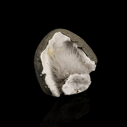Scolecite Spray Inside MM Quartz Geode Natural Mineral Specimen # B 6345