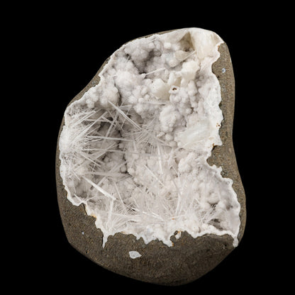 Scolecite Spray Inside MM Quartz Geode Natural Mineral Specimen # B 6361