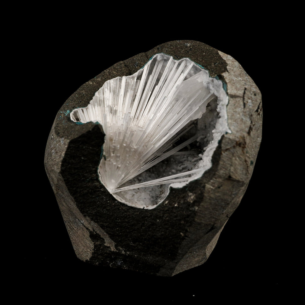 Scolecite Spray Inside MM Quartz Geode Natural Mineral Specimen # B 64 ...