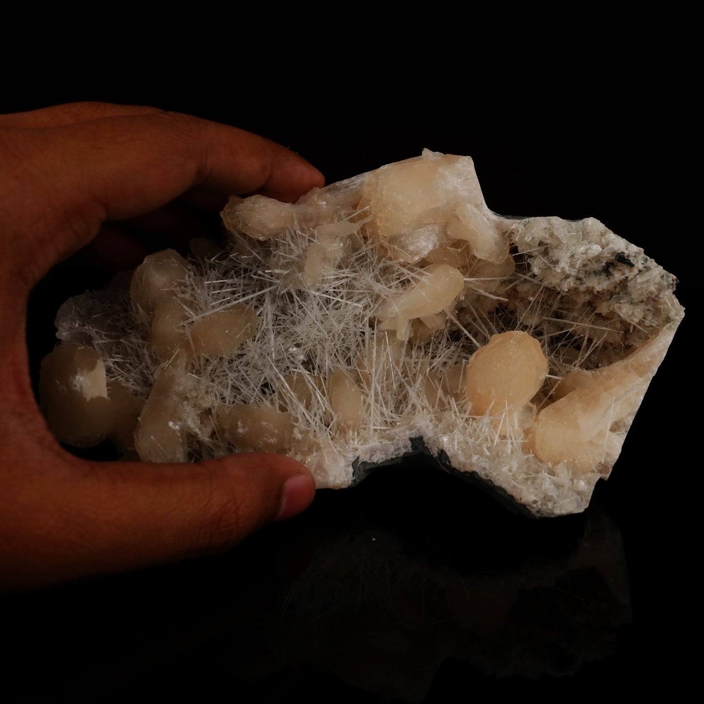 Scolecite Spray inside Stilbite geode Natural Mineral Specimen # B 5501