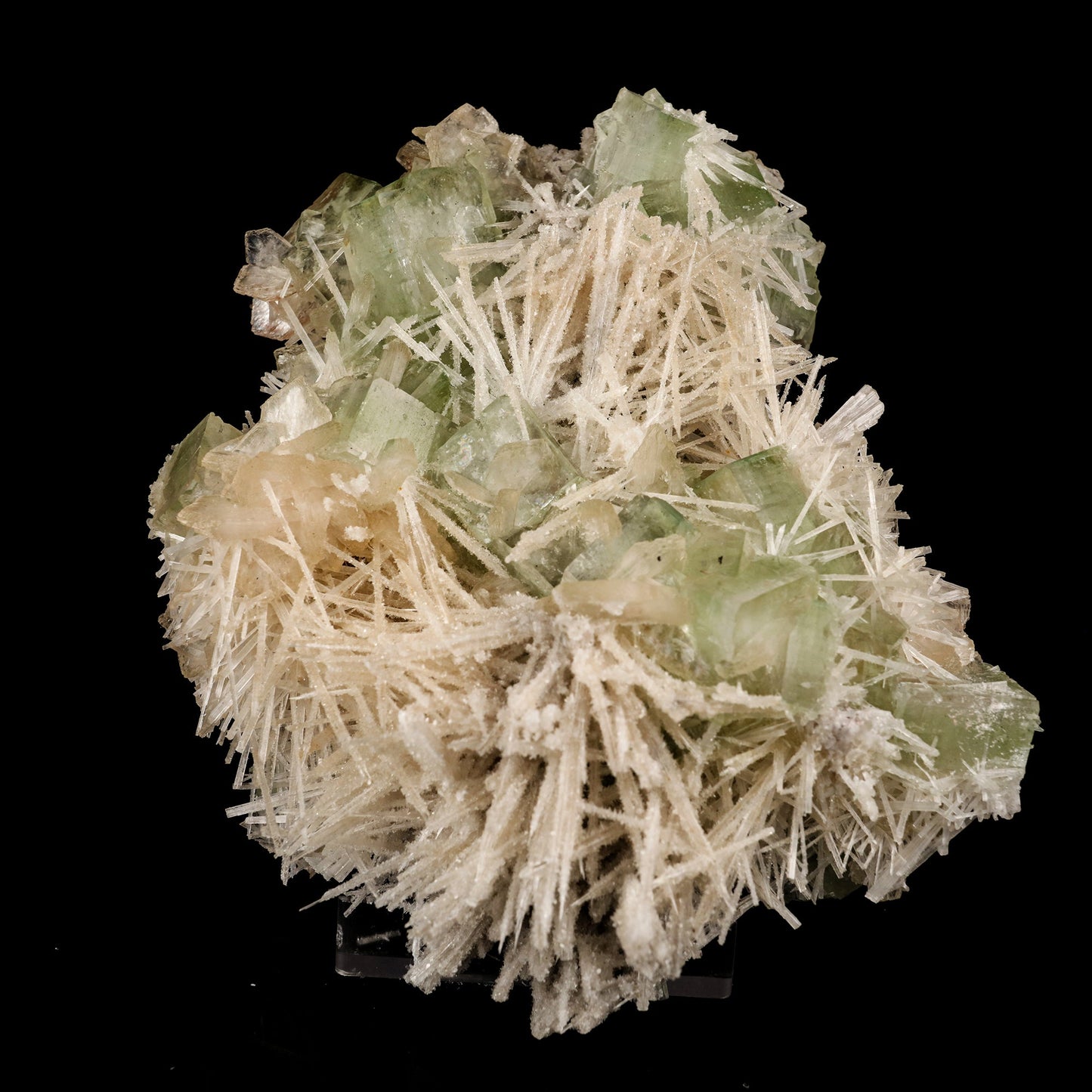 Scolecite Spray With Green Apophyllite Natural Mineral Specimen # B 5911