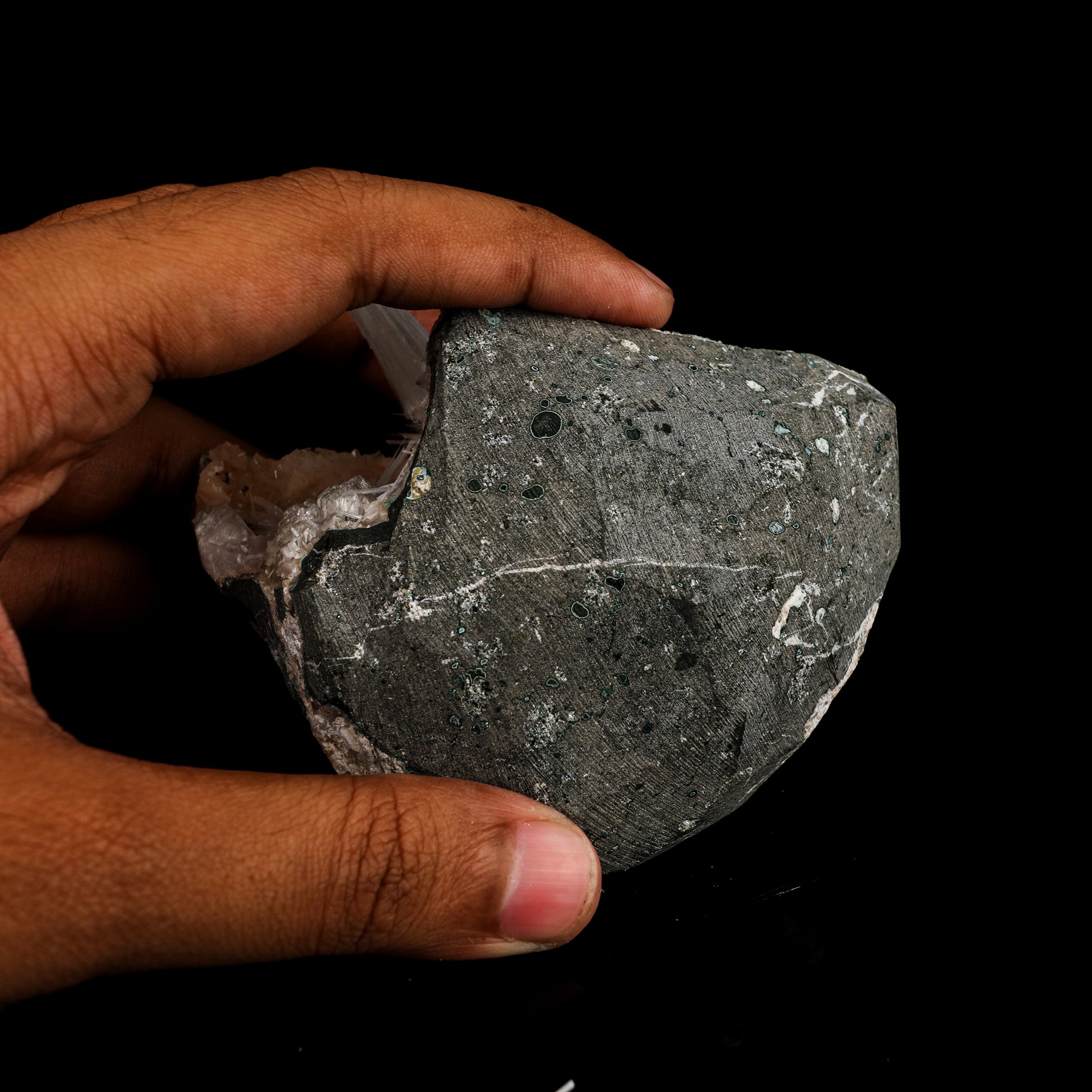 Scolecite Sprays in Heulandite Geode Natural Mineral Specimen # B 6296