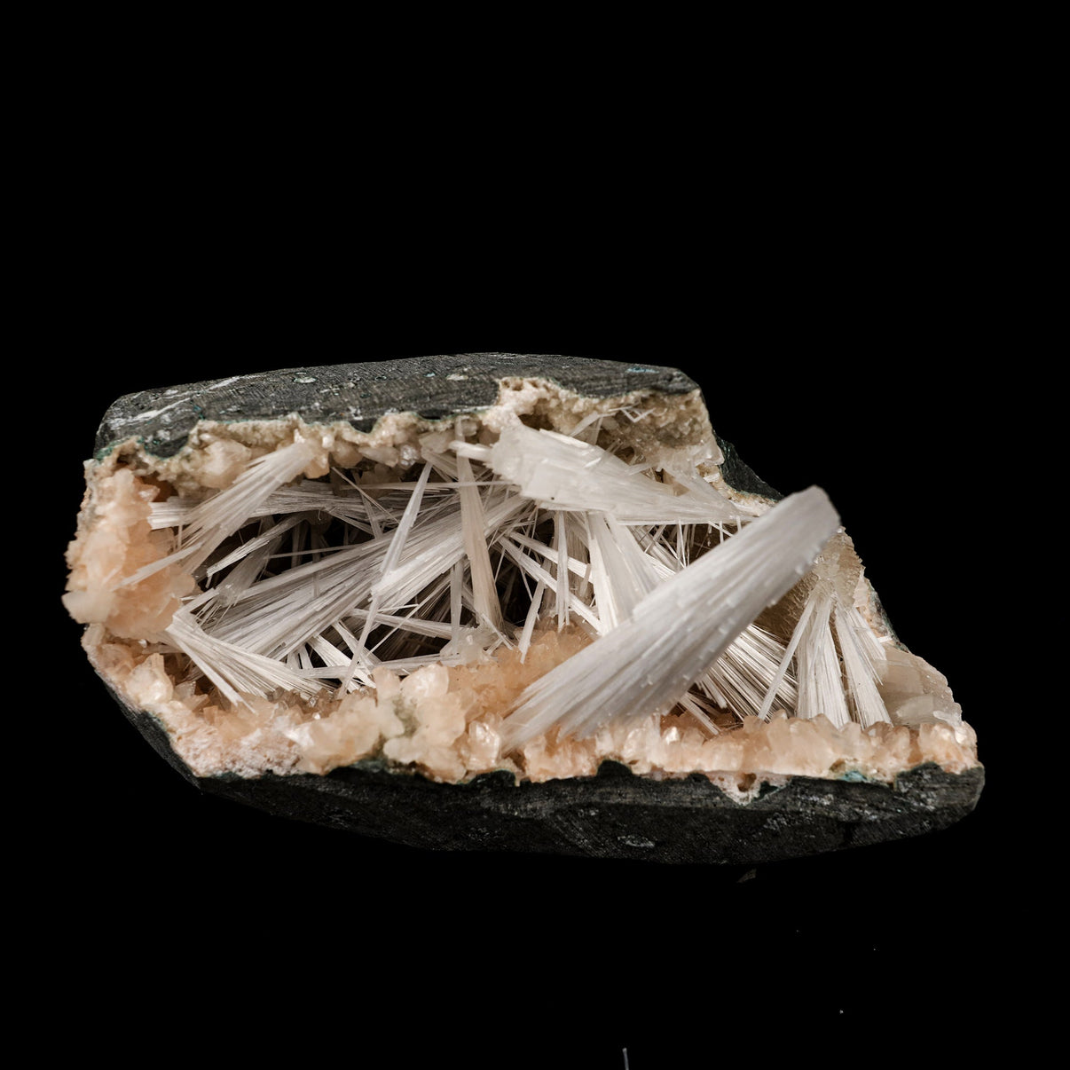 Scolecite Sprays in Heulandite Geode Natural Mineral Specimen # B 6296 ...