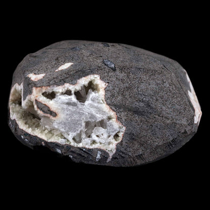 Scolecite Sprays Inside Geode Natural Mineral Specimen  # B 4649