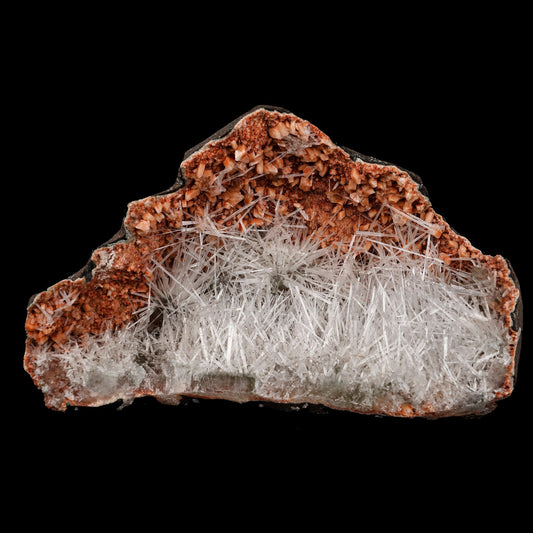 Scolecite Sprays Inside Heulandite Geode Natural Mineral Specimen  # B 5276