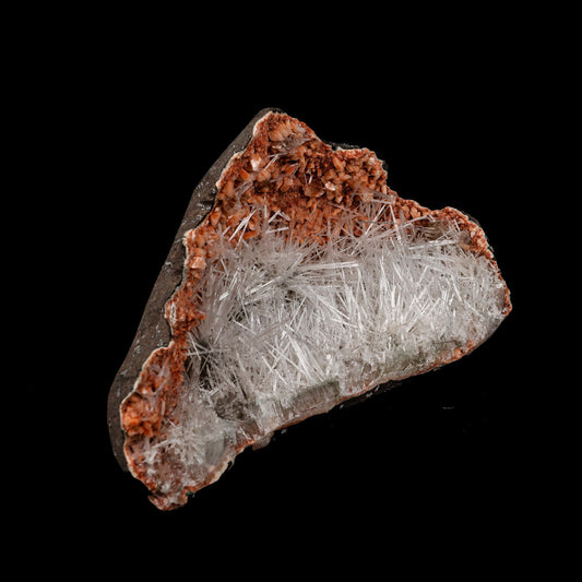 Scolecite Sprays Inside Heulandite Geode Natural Mineral Specimen  # B 5276